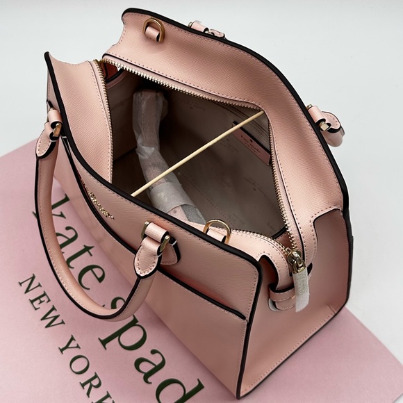 Kate Spade Madison Printed Medium Satchel Bag Conch Pink - Picture 11 of 13